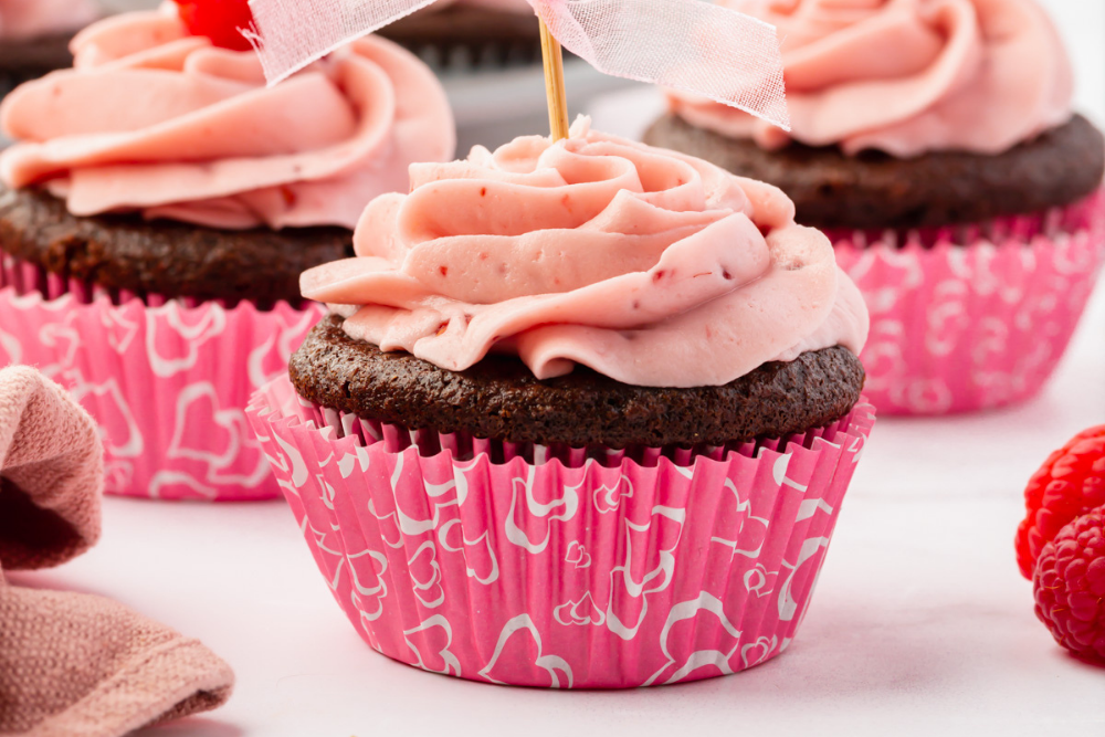 Intensely Flavorful Raspberry Buttercream for Gluten-Free Chocolate Cupcakes